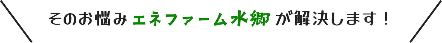 そのお悩みエネファーム水郷が解決します!